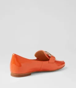 Socoro Orange Patent Leather Flat Shoes