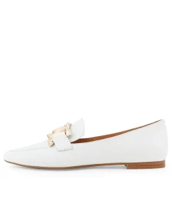 Socoro White Leather Loafers