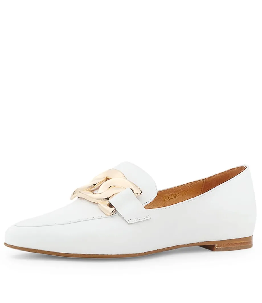 Socoro White Leather Loafers