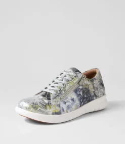 Solar Xf Navy Silver Floral Leather Sneakers