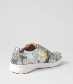 Solar Xf Navy Silver Floral Leather Sneakers