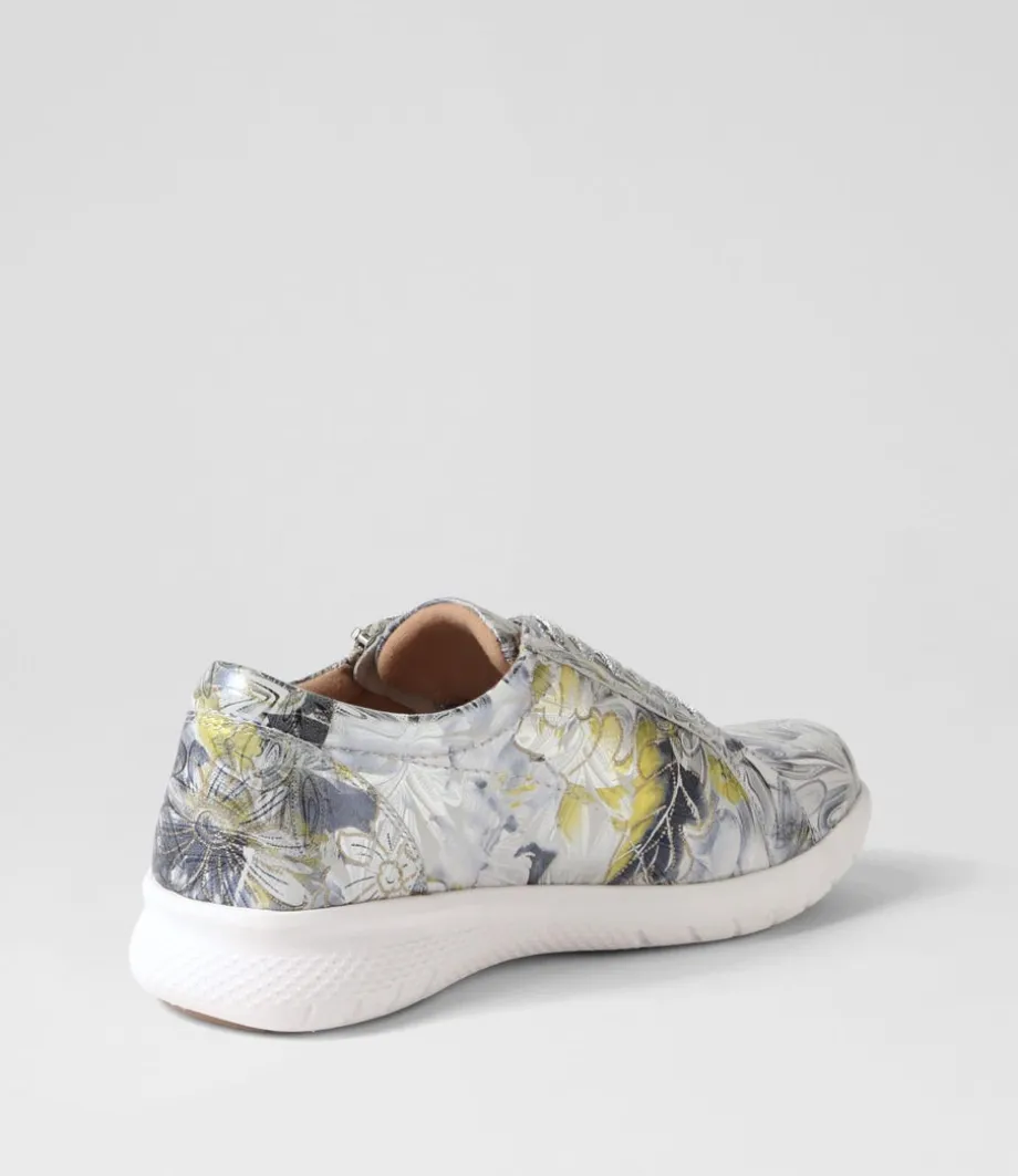 Solar Xf Navy Silver Floral Leather Sneakers