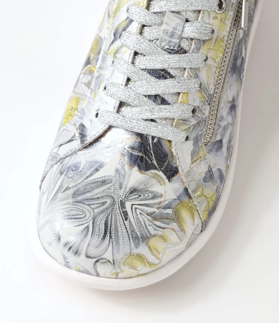 Solar Xf Navy Silver Floral Leather Sneakers