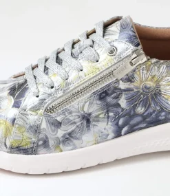 Solar Xf Navy Silver Floral Leather Sneakers