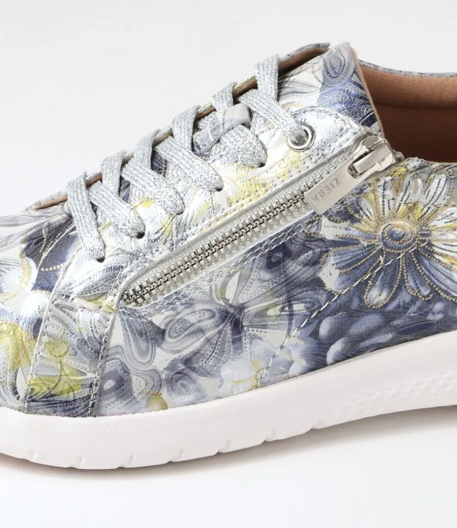 Solar Xf Navy Silver Floral Leather Sneakers