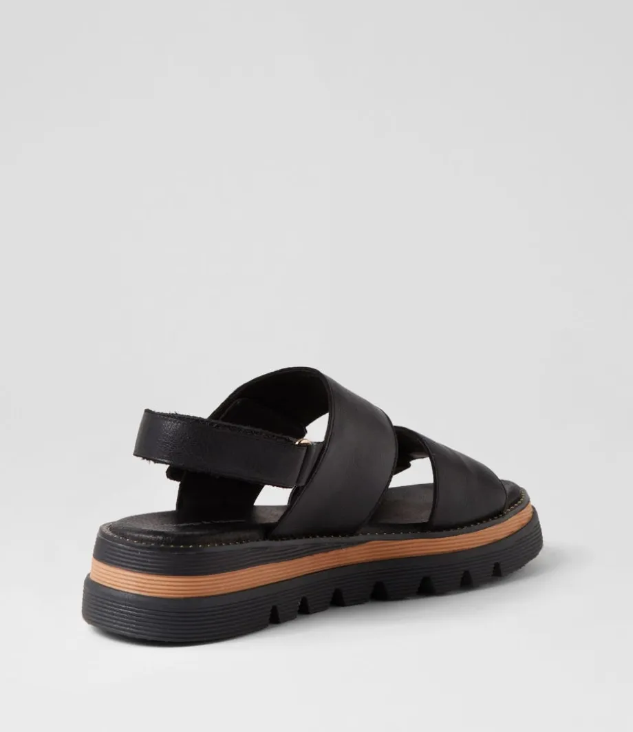 Soner Black Leather Sandals