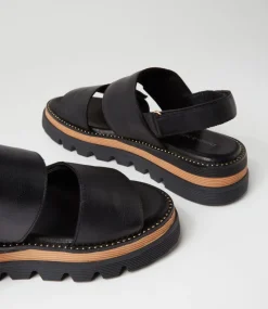 Soner Black Leather Sandals
