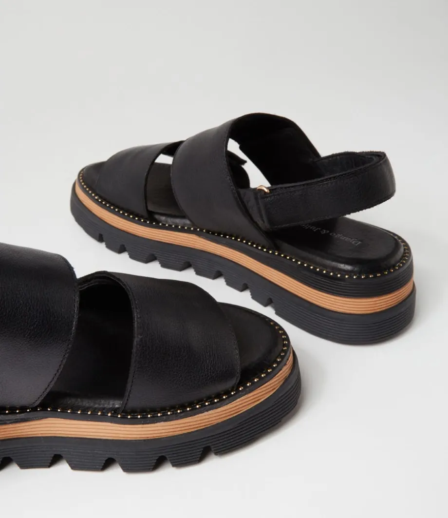 Soner Black Leather Sandals
