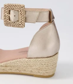 Sprout Champagne Leather Buckle Espadrilles