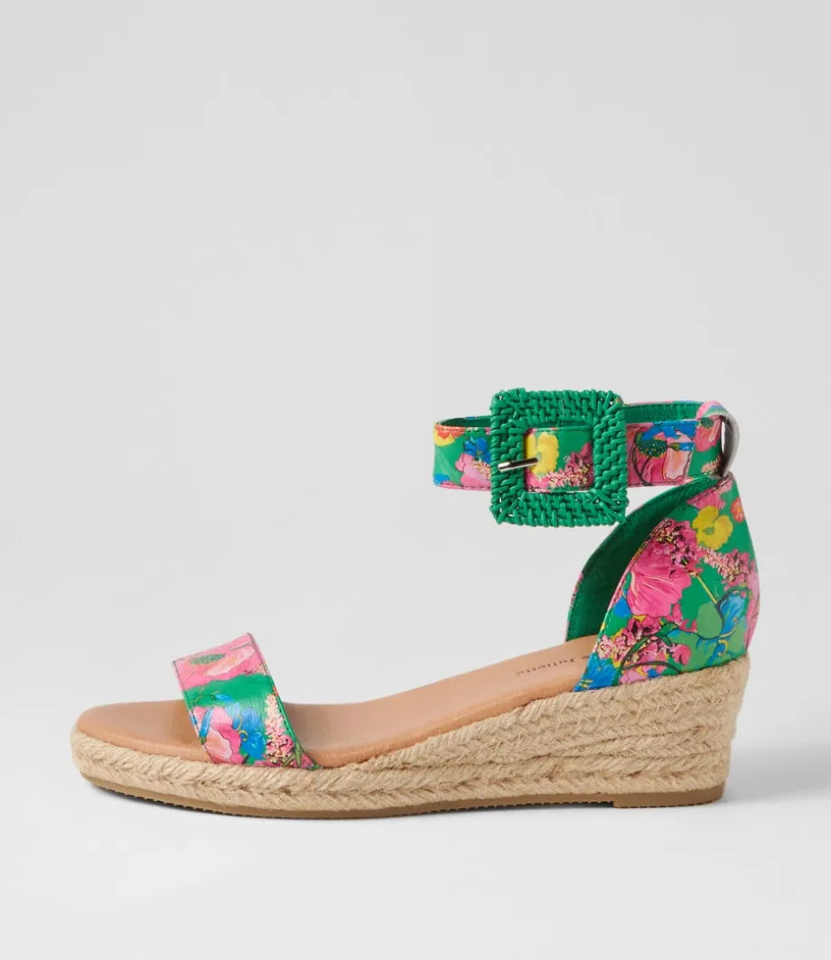 Sprout Emerald Flowermania Leather Sandals
