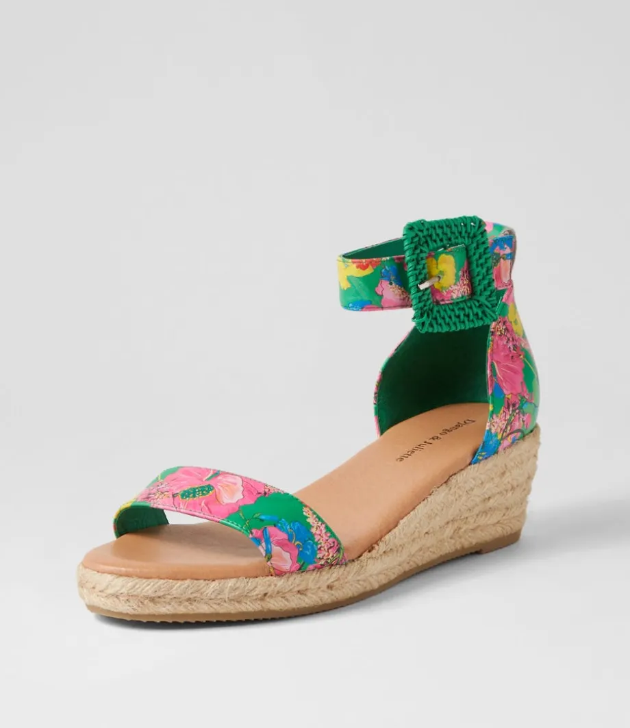 Sprout Emerald Flowermania Leather Sandals