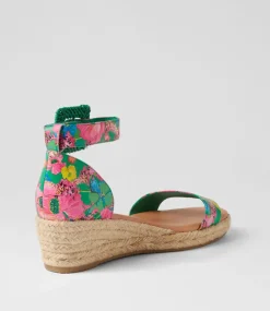 Sprout Emerald Flowermania Leather Sandals