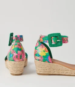 Sprout Emerald Flowermania Leather Sandals