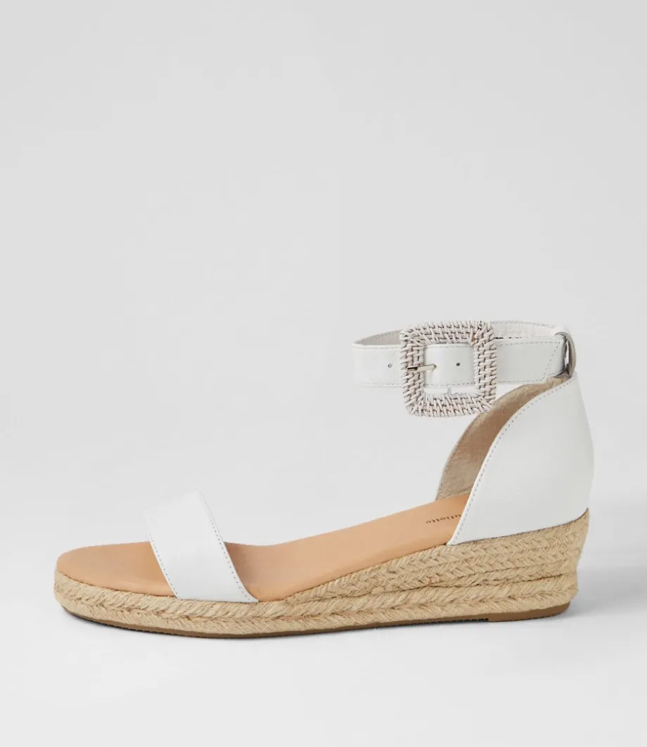 Sprout Lrg White Leather Buckle Espadrilles