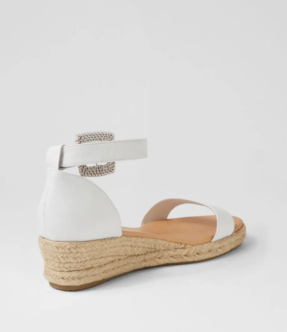 Sprout Lrg White Leather Buckle Espadrilles