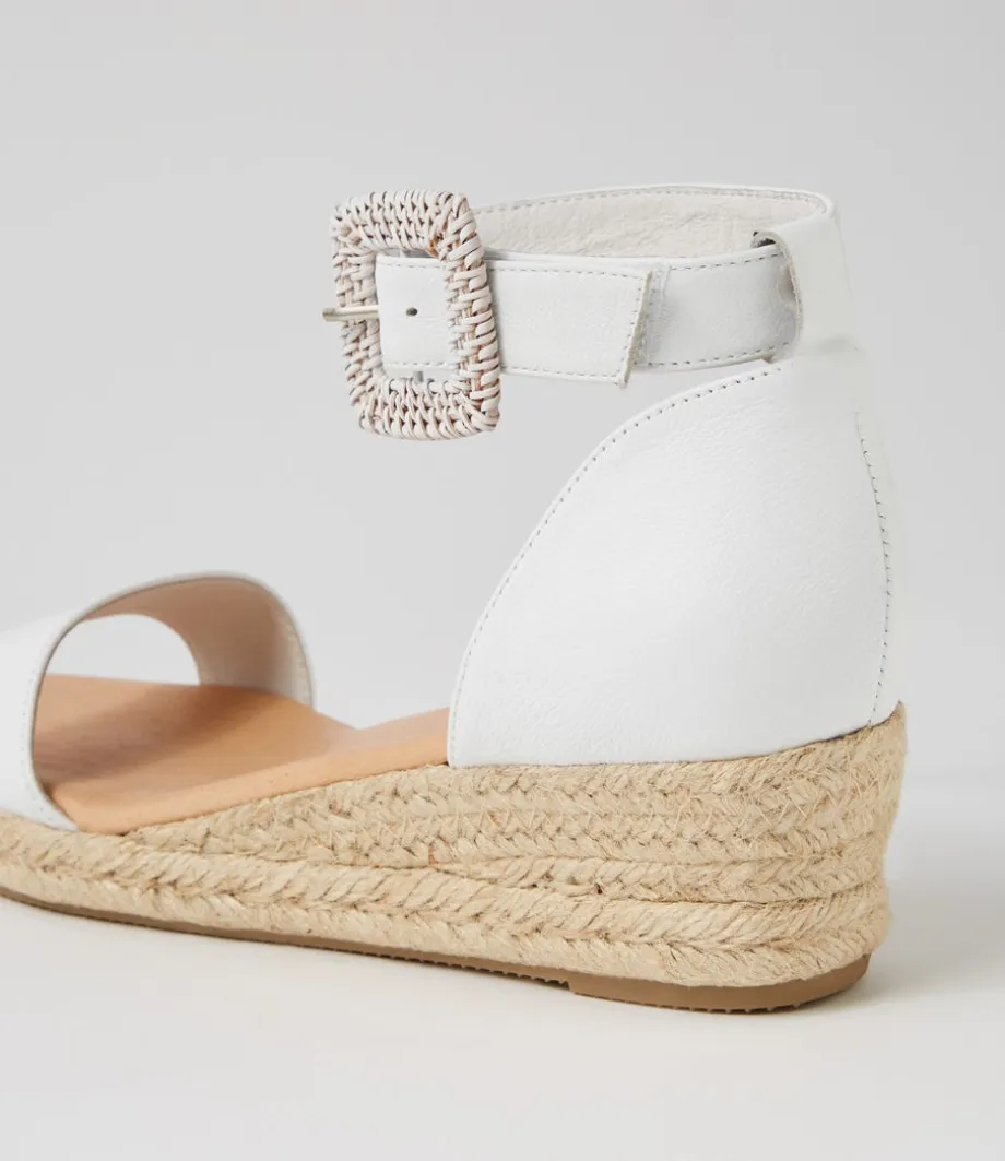 Sprout Lrg White Leather Buckle Espadrilles