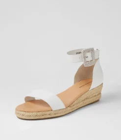Sprout White Leather Buckle Sandals
