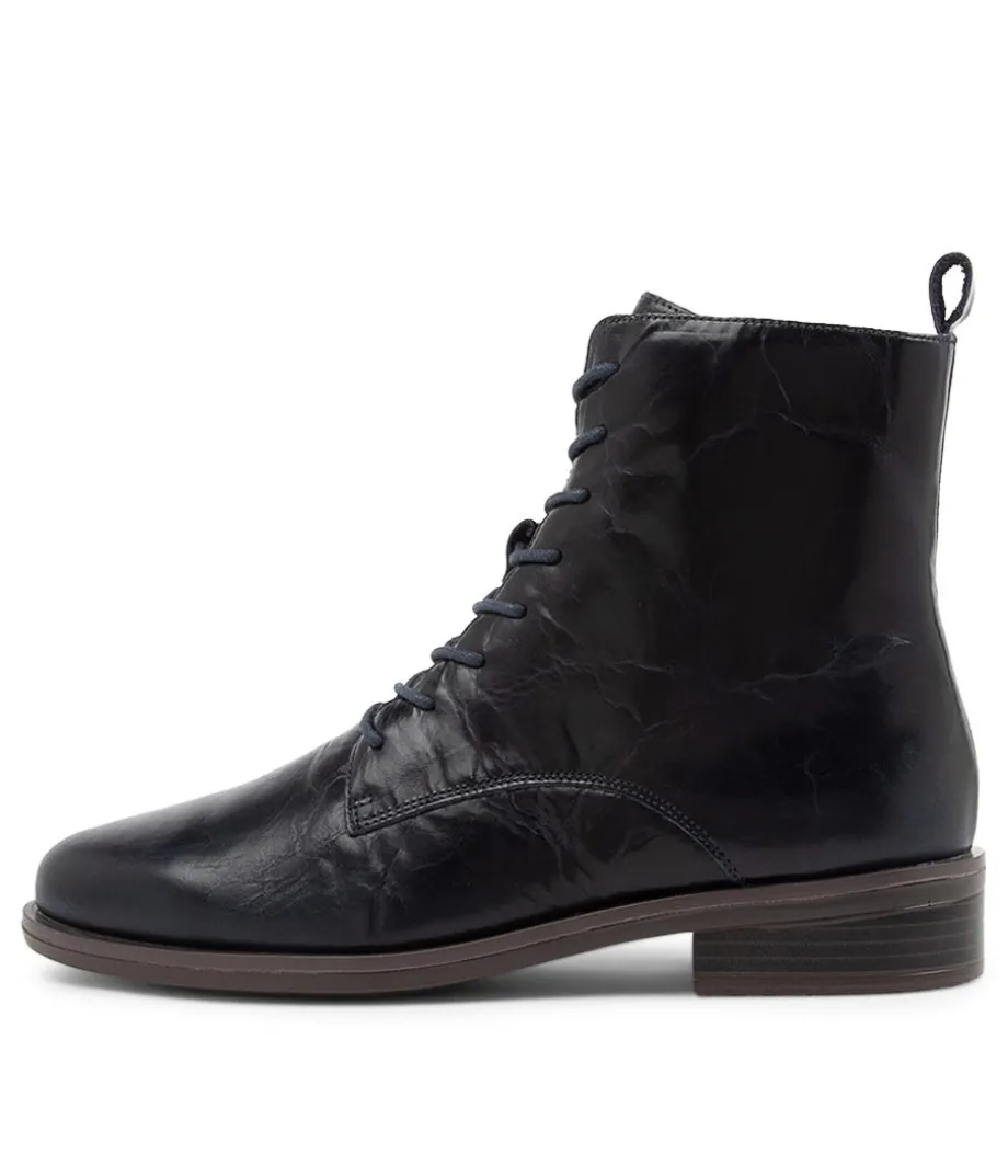 Steveny Xf Navy Leather Ankle Boots