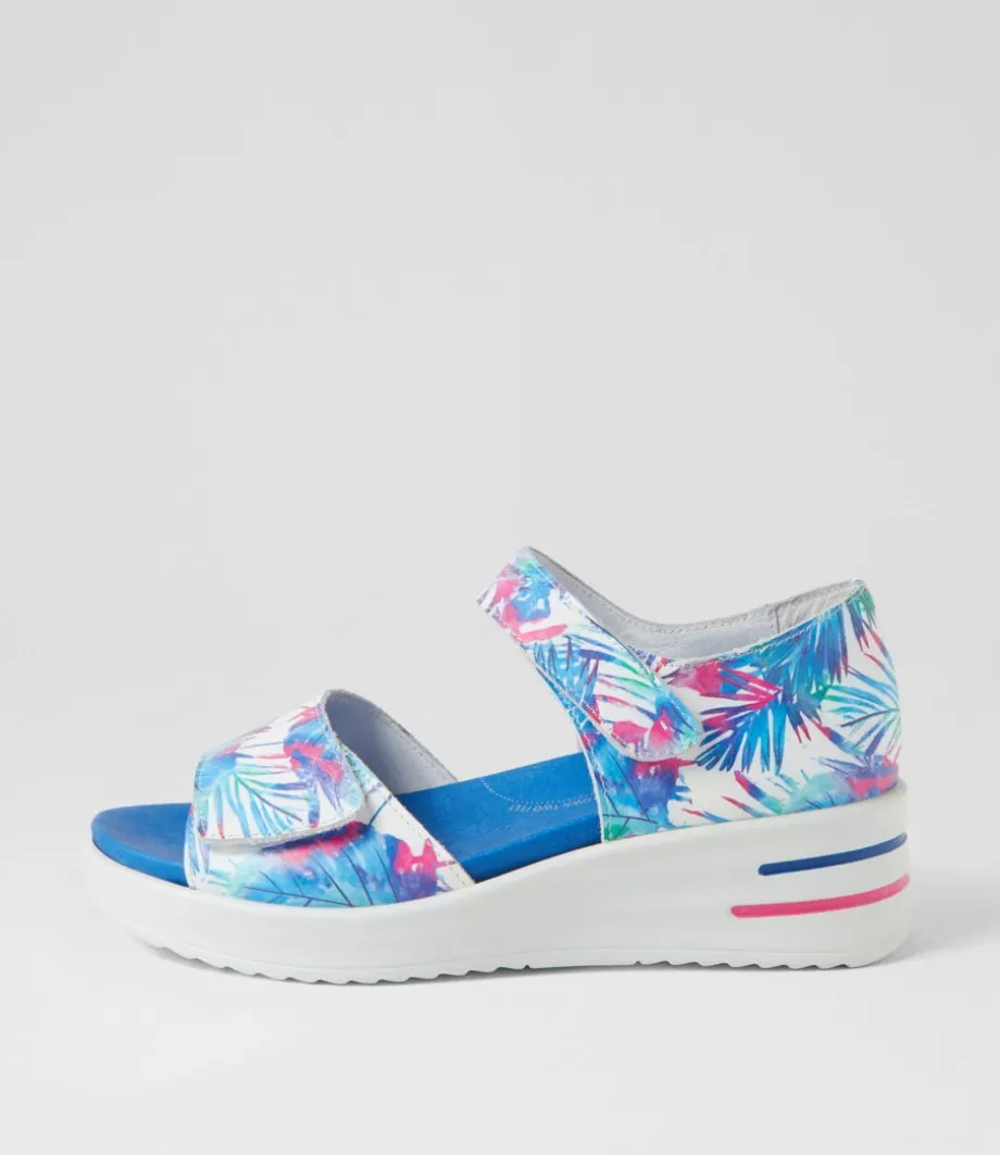 Sunnieys Xw Blue Palms Leather Sandals