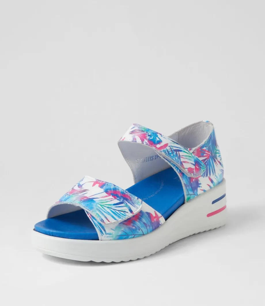 Sunnieys Xw Blue Palms Leather Sandals