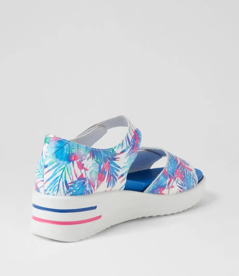 Sunnieys Xw Blue Palms Leather Sandals