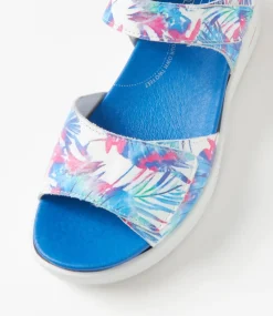 Sunnieys Xw Blue Palms Leather Sandals