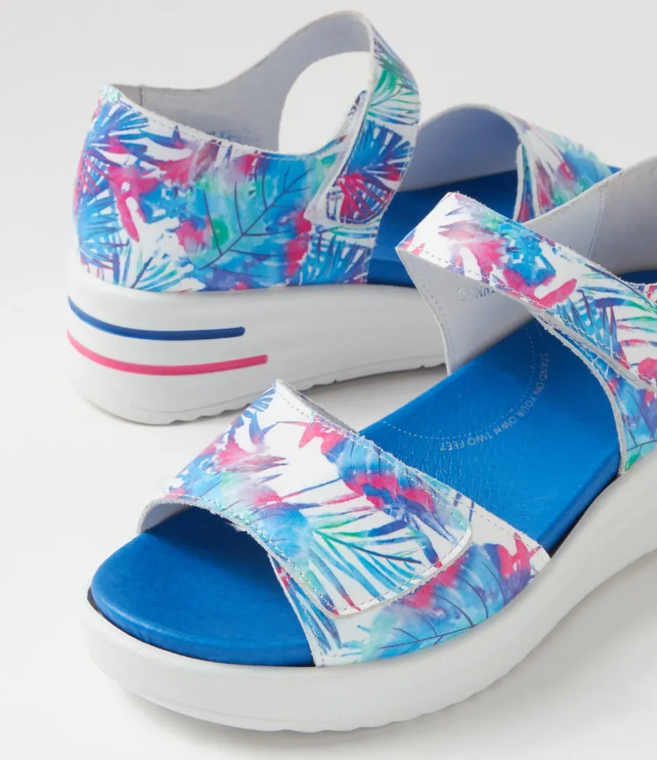 Sunnieys Xw Blue Palms Leather Sandals