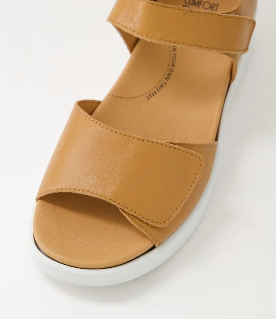 Sunnieys Xw Dark Tan White Leather Sandals