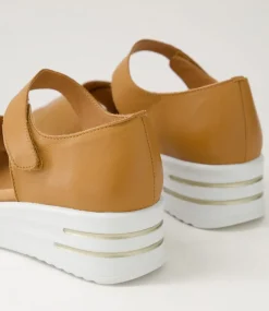 Sunnieys Xw Dark Tan White Leather Sandals
