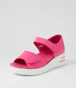 Sunnieys Xw Fuchsia White Leather Sandals