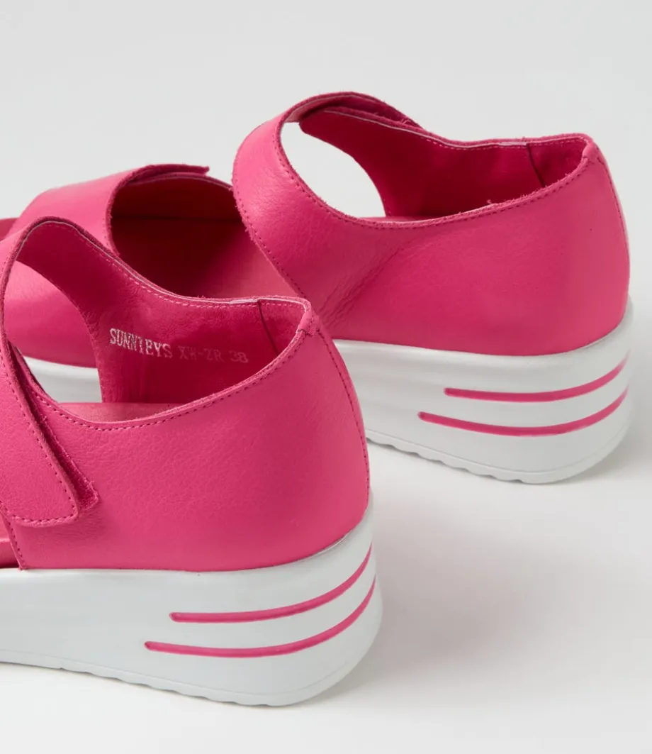 Sunnieys Xw Fuchsia White Leather Sandals