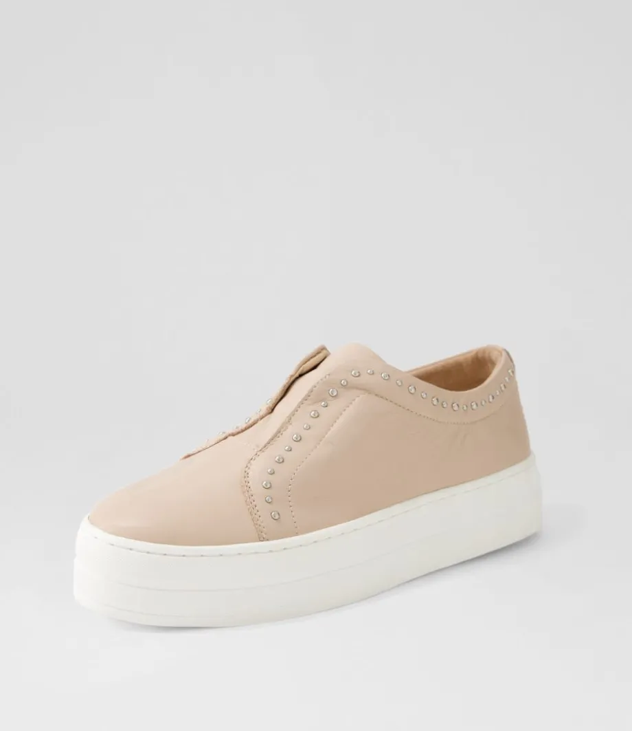 Synty Nude White Leather Sneakers