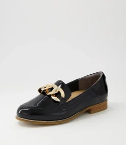 Tamest Xf Black Wrinkle Patent Flat Shoes