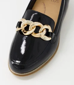 Tamest Xf Black Wrinkle Patent Flat Shoes