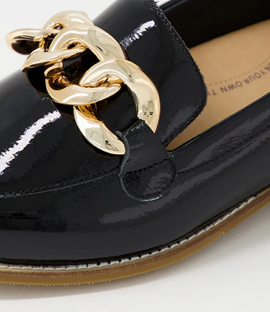 Tamest Xf Black Wrinkle Patent Flat Shoes