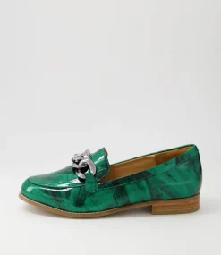 Tamest Xf Emerald Patent Croc Flat Shoes