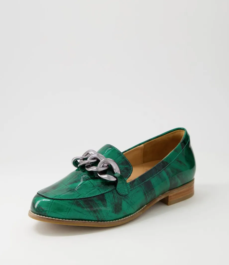Tamest Xf Emerald Patent Croc Flat Shoes