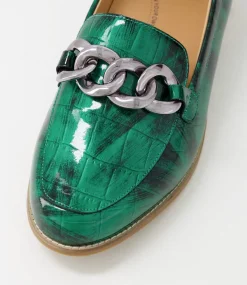 Tamest Xf Emerald Patent Croc Flat Shoes