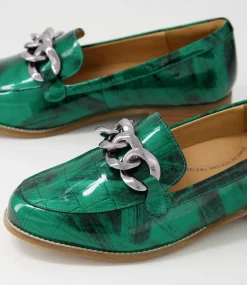 Tamest Xf Emerald Patent Croc Flat Shoes