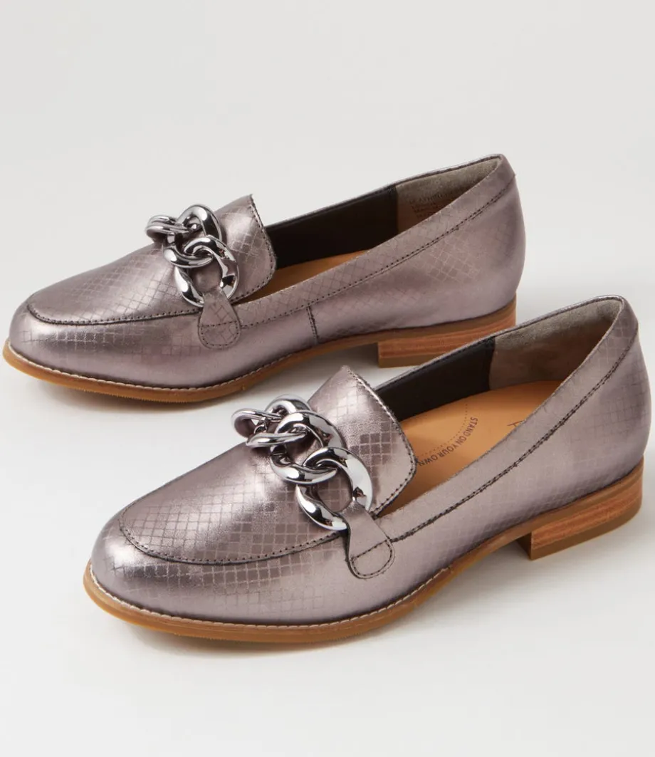 Tamest Xf Pewter Squares Leather Loafers