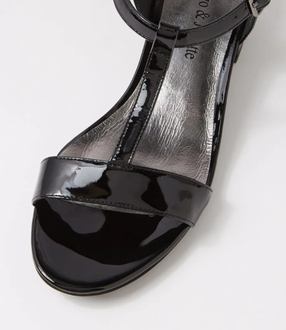 Taner Black Patent Leather Sandals