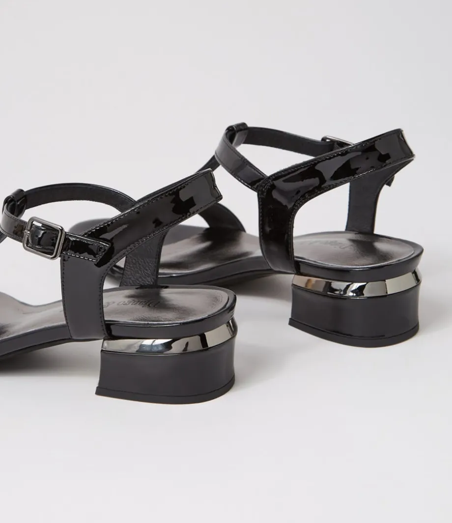 Taner Black Patent Leather Sandals