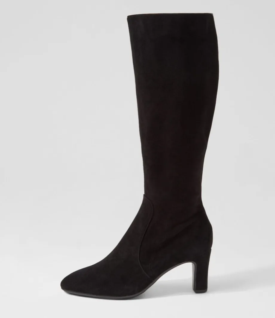 Teddie Black Suede Knee High Boots