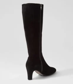 Teddie Black Suede Knee High Boots