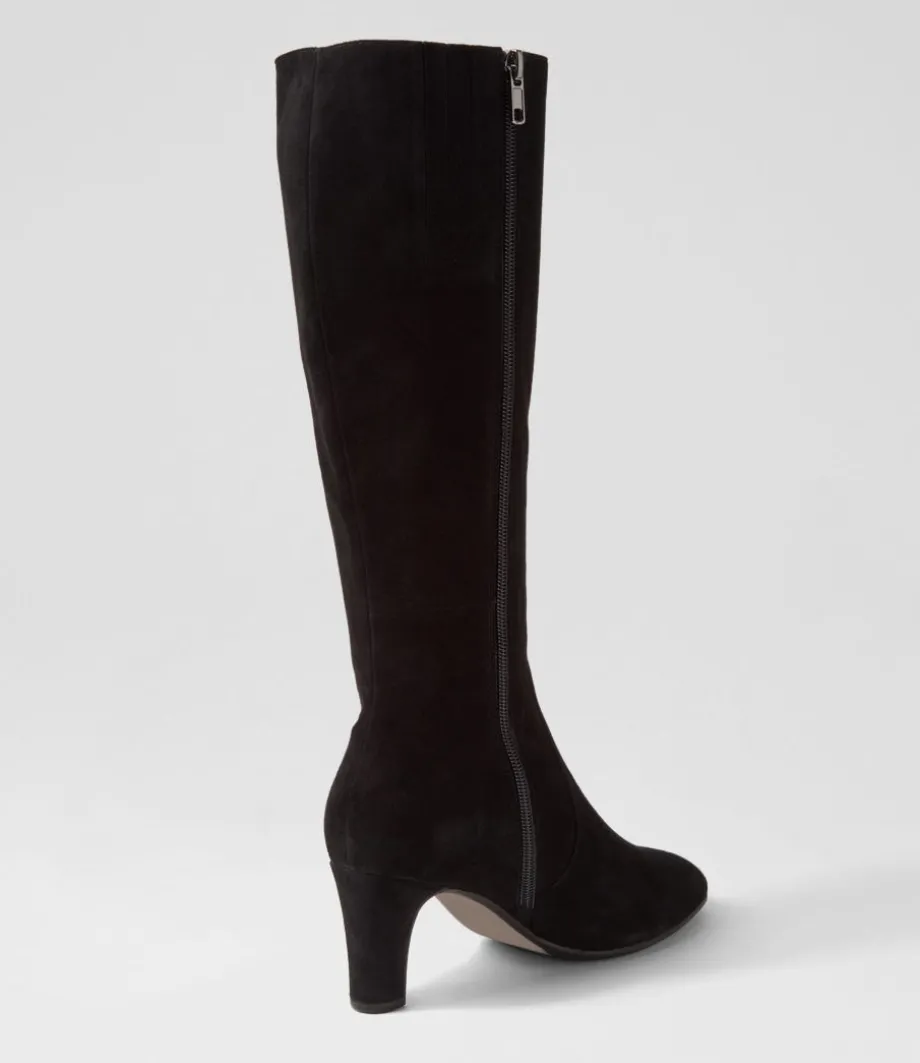 Teddie Black Suede Knee High Boots