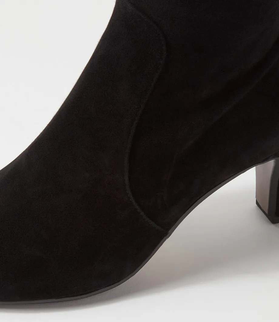 Teddie Black Suede Knee High Boots