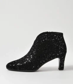 Templess Black Sparkle Suede Ankle Boots
