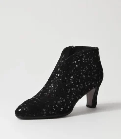 Templess Black Sparkle Suede Ankle Boots