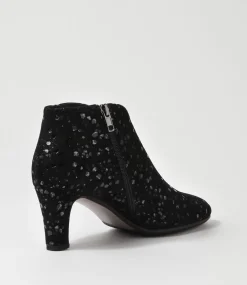 Templess Black Sparkle Suede Ankle Boots