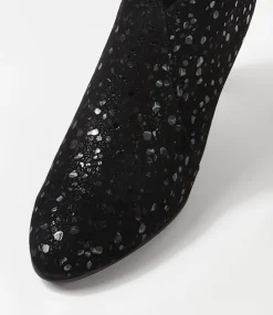 Templess Black Sparkle Suede Ankle Boots